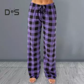 Женские брюки с высокой эластичной резинкой на талии, широкие брюки, свободные контрастные цвета, клетчатый принт, повседневные мягкие дышащие карманы, длинные женские длинные брюки S красный