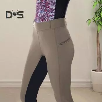 Женские брюки с высокой талией, эластичный пояс в тон, пэчворк, облегающий крой, эластичные, мягкие, дышащие, с карманами на молнии, длинные брюки для верховой езды и конного спорта 3XL белый