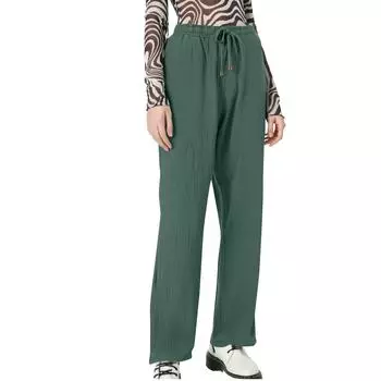 Женские брюки с высокой талией и регулируемым узлом из струящегося хлопка и льна, широкие брюки XXL