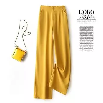 Женские брюки с высокой талией и широкими штанинами: Свободные и прямые брюки для узких брюк M белый