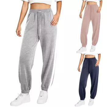 Женские брюки с высокой талией, повседневные длинные брюки с карманами