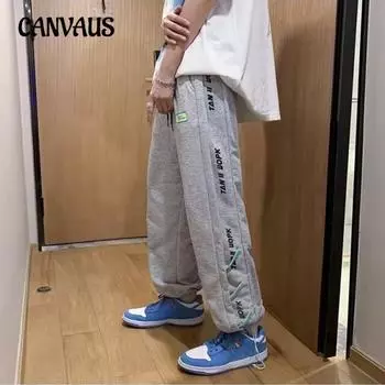 Женские брюки с высокой талией, свободные, повседневные, с буквенным принтом, широкие брюки L серый