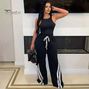 Женские брюки с завязками на резинке, в полоску, в стиле пэчворк, широкие спортивные брюки для тренировок, контрастные цвета, с высокой талией M арбуз красный