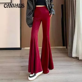 Женские брюки скинни драпированные однотонные прямые брюки с высокой талией повседневные расклешенные брюки M чёрный