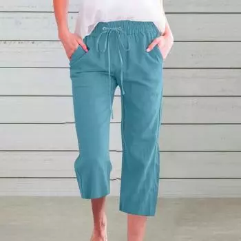 Женские брюки, спортивные штаны, однотонные, прямые, с мягкой эластичной резинкой на талии, брюки до середины икры, укороченные брюки XL светло-серый