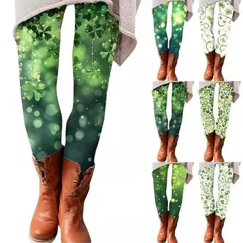 Женские брюки St.. Мягкие эластичные леггинсы с принтом Патрика, повседневные домашние пижамные брюки L армия зеленый