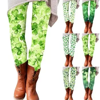 Женские брюки St.. Мягкие эластичные леггинсы с принтом Патрика, повседневные домашние пижамные брюки L армия зеленый