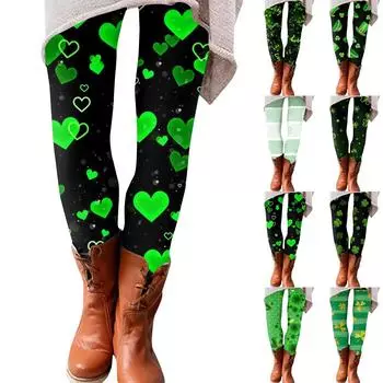 Женские брюки St.. Принты ко Дню Святого Патрика, эластичные мягкие штаны, повседневные домашние спальные штаны S