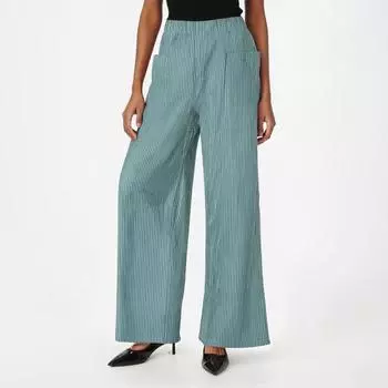 Женские брюки свободного кроя из шелка Ice Silk с завышенной талией, прямые повседневные брюки без складок L светло-синий