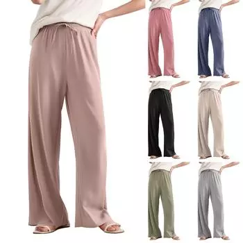 Женские брюки свободного кроя из шелка Ice Silk с завышенной талией, прямые повседневные брюки L армия зеленый