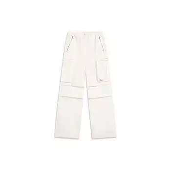 Женские брюки свободного кроя Li Ning, однотонные, прямые, с несколькими карманами, белого цвета AKXT788-2 L