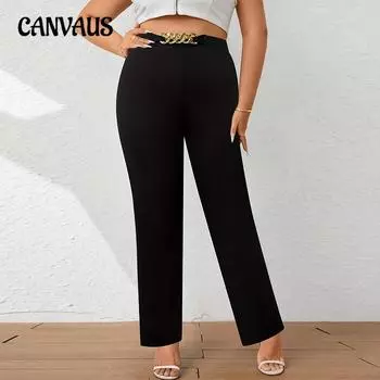 Женские брюки Temperament Solid Color Plus Size Casual Trousers Autumn Thin Straight Trousers 1XL чёрный