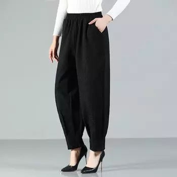 Женские брюки в этническом стиле, хлопково-льняные брюки с широкими штанинами, шаровары, женские свободные гаремные брюки, женские повседневные брюки M