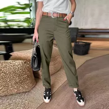 Женские брюки в деловом повседневном стиле, рабочие брюки с карманами, брюки с высокой посадкой, брюки-пулловер S