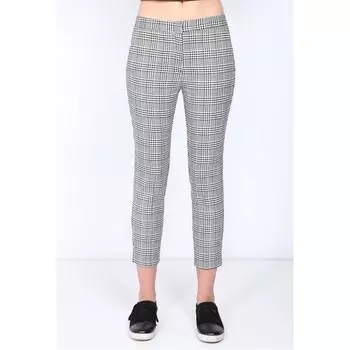 Женские брюки в клетку с эластичной резинкой на талии