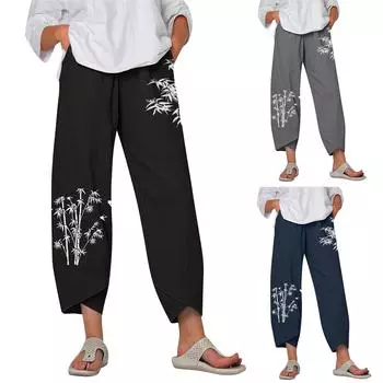 Женские брюки в полный рост, хлопковые брюки с высокой талией, однотонные брюки, женские брюки XL чёрный