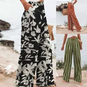 Женские брюки в полоску с высокой талией, свободные широкие брюки, женские повседневные прямые брюки, женские модные уличные костюмы, женские брюки S белый