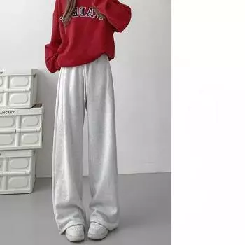 Женские брюки в уличном стиле, однотонные, свободные, на шнурке, спортивные, повседневные брюки с высокой талией, осень