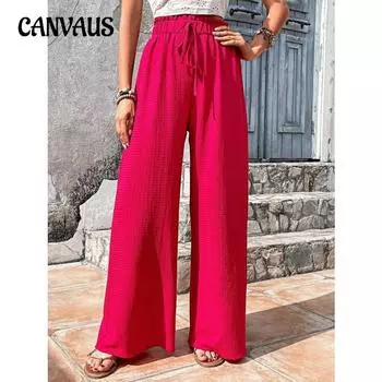 Женские брюки, весенние и летние модные универсальные повседневные широкие брюки в клетку с пузырьками S чёрный