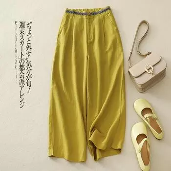 Женские брюки весна-лето с тонкой эластичной талией, свободные хлопковые брюки для мам, повседневные женские брюки XXL белый