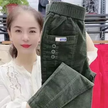 Женские брюки весна-осень Four Seasons, тонкие, чистого цвета, с высокой талией, тонкие, на резинку на талии, на каждый день, сто 3XL