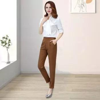 Женские брюки Yousheng, эластичные, с высокой талией, однотонные, облегающие брюки с карманами, повседневные, для поездок на работу, офисные женские брюки 2XL