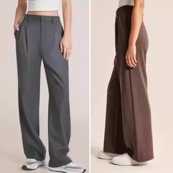 Женские брюки Yousheng, однотонные брюки с застежкой-молнией и карманами, прямые широкие брюки для офиса и леди, рабочая одежда S чёрный