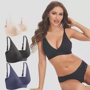 Женские бюстгальтеры Бесшовный бюстгальтер Мягкое и удобное нижнее белье без косточек S чёрный