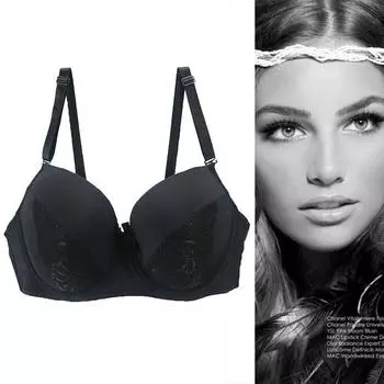 Женские бюстгальтеры больших размеров с кружевной чашкой CDE, сексуальное женское нижнее белье, бюстгальтер с эффектом пуш-ап, минимайзер с глубоким V-образным вырезом для девочек 90C чёрный
