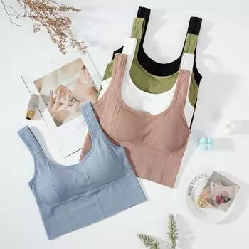 Женские бюстгальтеры с широкими бретелями в вертикальную полоску, жилет, съемные дышащие бюстгальтеры, нижнее белье, майка