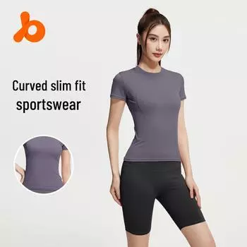 Женские быстросохнущие дышащие топы для йоги Juyitang - летняя спортивная одежда с коротким рукавом для фитнеса S