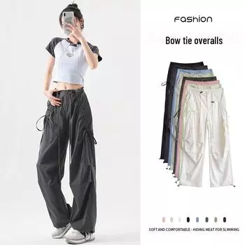 Женские быстросохнущие широкие брюки для альпинизма в американском стиле с высокой талией, лето 2024 г. Regular; XL