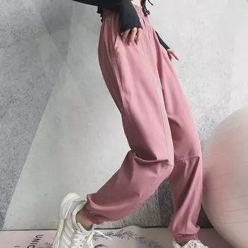 Женские быстросохнущие штаны для йоги Lulu — высокая талия, универсальные свободные манжеты, спортивные штаны для бега и фитнеса с карманом