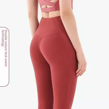 Женские быстросохнущие штаны для йоги персикового цвета с высокой талией - T-Line Free Large