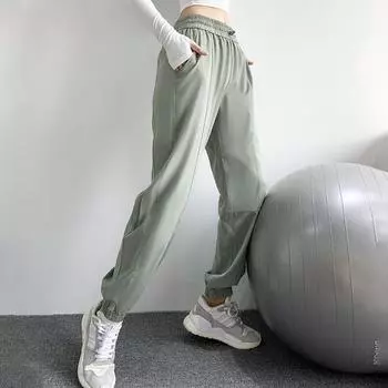Женские быстросохнущие спортивные брюки со средней посадкой - свободный крой для занятий йогой и бегом на весну/осень Medium