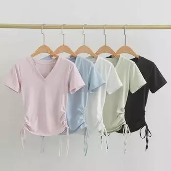 Женские быстросохнущие топы для похудения с V-образным вырезом, короткими рукавами, для занятий йогой и пилатесом, фитнесом и бегом весной/летом