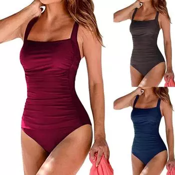 Женские цельные купальники, сексуальные однотонные купальники, летние пляжные купальники M красный