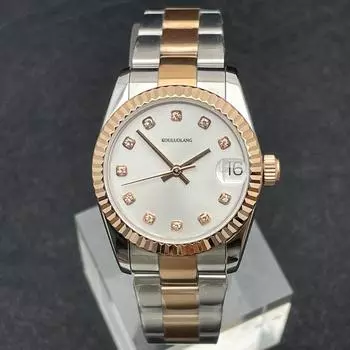 Женские часы 31 мм, розовое золото, серебро, циферблат, сапфировое стекло, нержавеющая сталь 316, автоматические механические часы