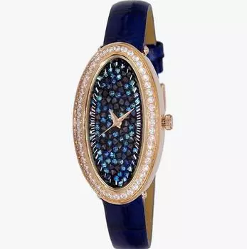 Женские часы Adee Kaye Aura Collection Crystal Accents с синим циферблатом, кварцевые, AK2523-LR GBU