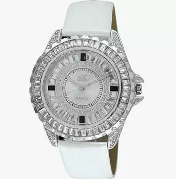 Женские часы Adee Kaye Mondo G-3 Collection Crystal Accents Silver Brass Rhodium Plated Dial Quartz AK2727-S