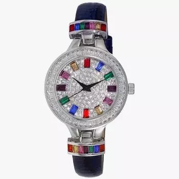 Женские часы Adee Kaye Mondo G-3 Collection с кристаллами, многоцветным циферблатом из австрийских камней, кварцевые, AK2522-LCBU