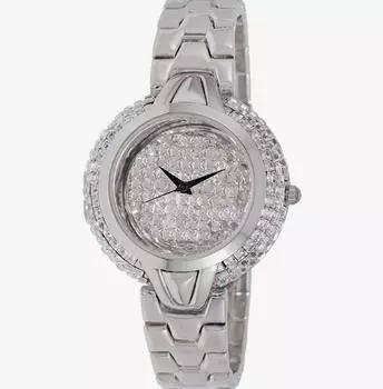 Женские часы Adee Kaye Starry Collection с кристаллами, циферблат с отделкой «солнечные лучи», латунь с родиевым покрытием, кварцевые, AK2004-L