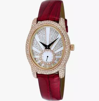 Женские часы Adee Kaye Sunray Collection с кристаллами, розовый тон, перламутровый циферблат, кварцевые AK2003-LRG