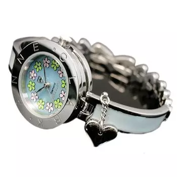 Женские часы ANNE CLARK с подвеской в виде сердца, циферблатом в виде цветка, циферблатом из натуральной синей ракушки, 1P натуральный бриллиант в 12-позиционном бриллиантовом простом инструменте для регулировки браслета синий