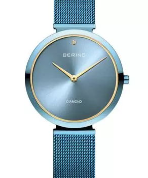 Женские часы BERING Charity Модель кварцевые синие с сетчатым ремешком из нержавеющей стали Время ухода 18132-charity1 Подлинный импортный продукт 3 года Внутренняя гарантия
