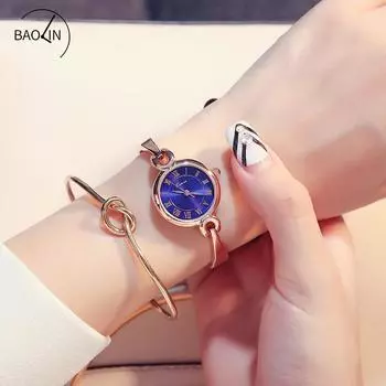 Женские часы-браслет Простые модные маленькие циферблаты с римской шкалой Кварцевые женские часы для женщин