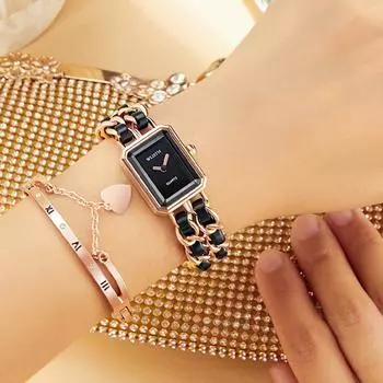 Женские часы-браслет, роскошные женские кожаные часы из нержавеющей стали, плетеный ремешок для часов, кварцевые наручные часы, женские наручные часы серебряный