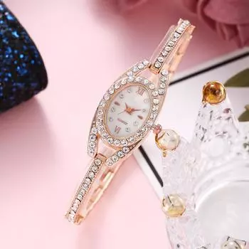 Женские часы-браслет Роскошные женские кварцевые наручные часы для девочек в подарок розового золота