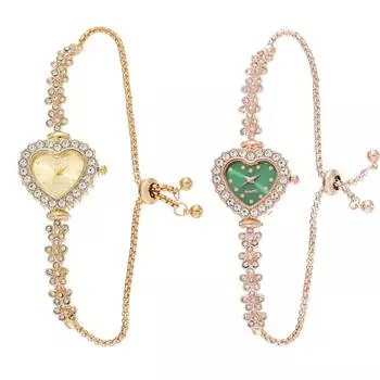 Женские часы браслеты часы со стразами сердце кварцевые наручные часы