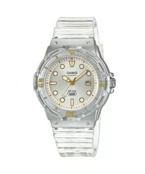 Женские часы Casio POP с аналоговым полимерным ремешком и серебряным циферблатом, полупрозрачные кварцевые LRW-200HS-7EV 100M серебряный